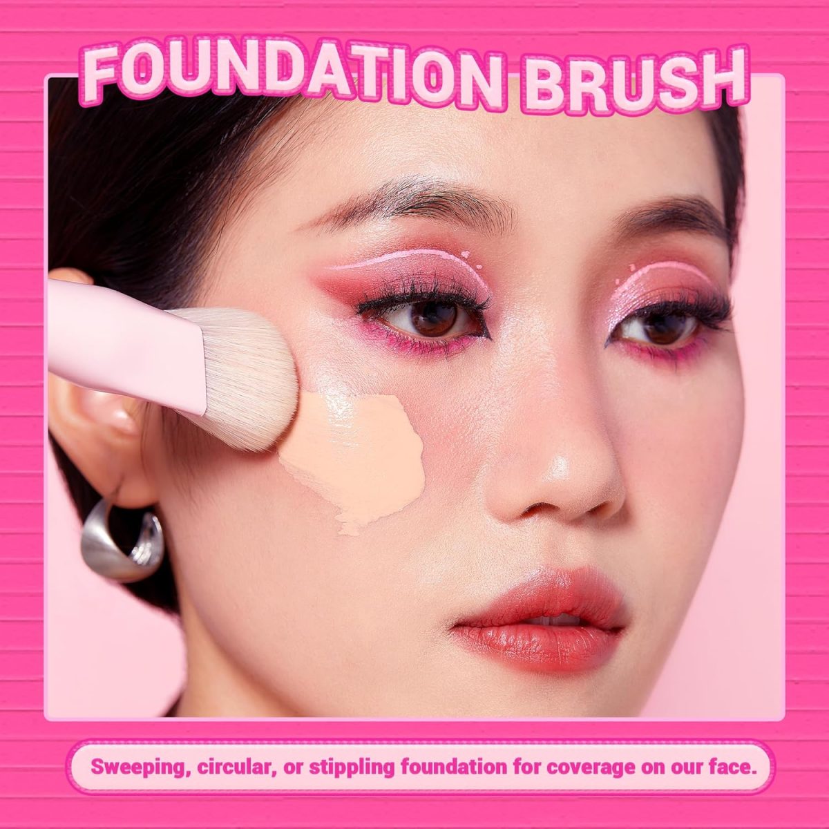 1732298309 Jessup Foundation Brush and Concealer Brush Pink Makeup Brushes Set 2Pcs Premium Synthetic Face Make up Brushes for Liquid Cream T497