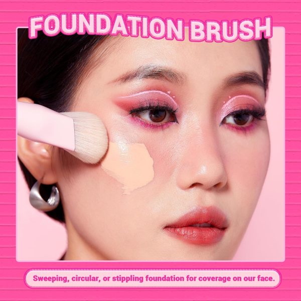 1732298309 Jessup Foundation Brush and Concealer Brush Pink Makeup Brushes Set 2Pcs Premium Synthetic Face Make up Brushes for Liquid Cream T497