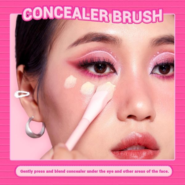 1732298310 Jessup Foundation Brush and Concealer Brush Pink Makeup Brushes Set 2Pcs Premium Synthetic Face Make up Brushes for Liquid Cream T497