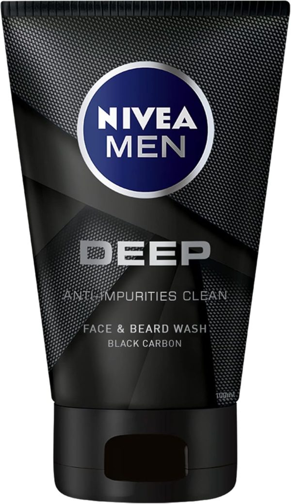 1732316285 NIVEA MEN Face Beard Wash Cleanser DEEP Active Charcoal 100ml