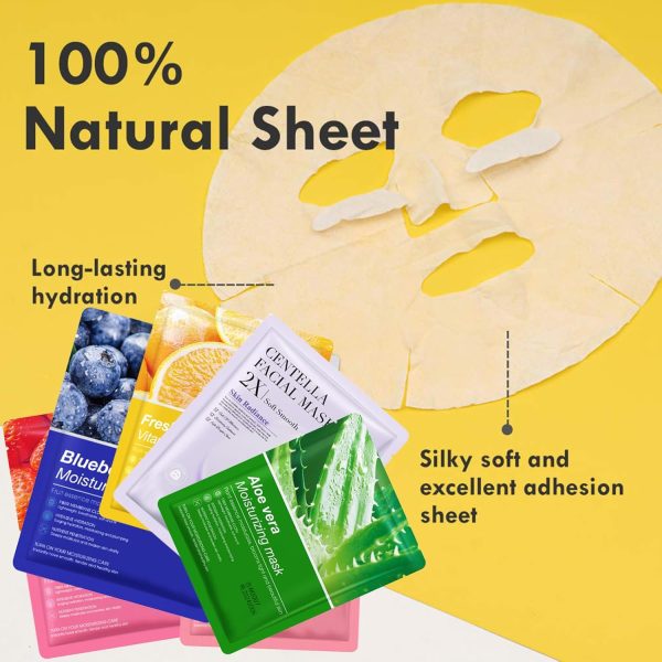 1732395554 MMOOUP Collagen Essence Sheet Facial Masks Pack of 8 Hydrating Facial Sheet Mask Moisturizing Anti Aging Facial Mask Packs for Daily Skin Care Spa