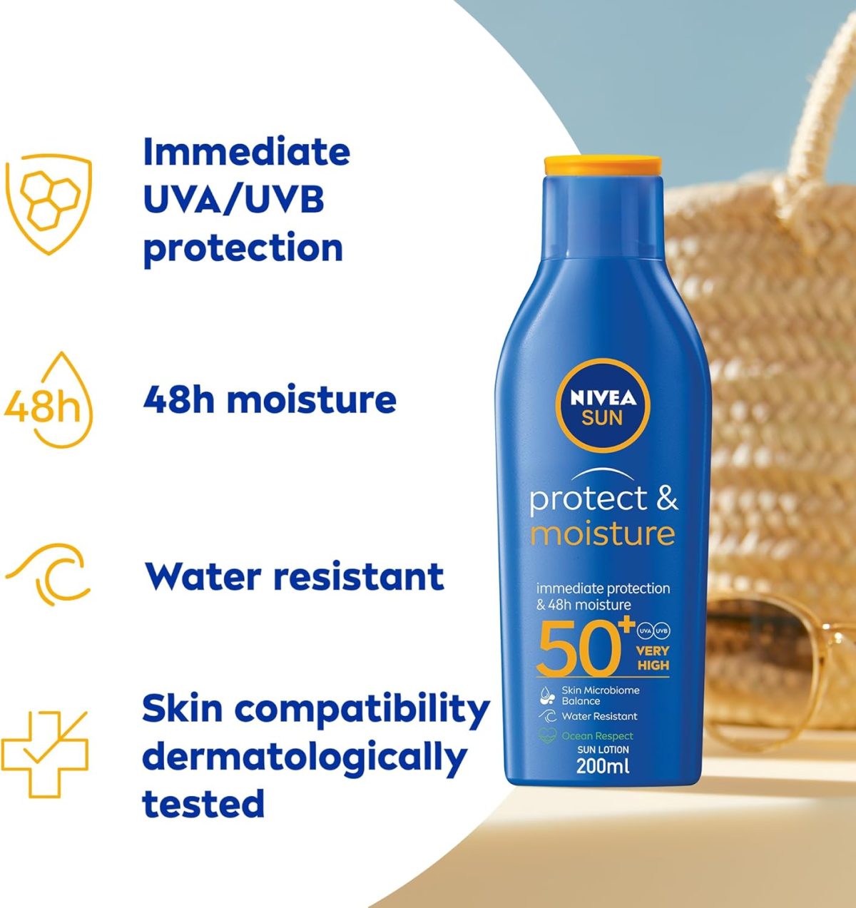 1732474266 NIVEA SUN Lotion UVA UVB Protection Protect Moisture SPF 50 200ml