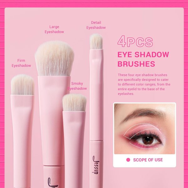 1732475077 Jessup Eyeshadow Brush Set 10Pcs Pink Eye Makeup Brushes Concealer Brush Premium Synthetic Eye shadow Eyeliner Smudge Crease Blending Brush for Makeup T496