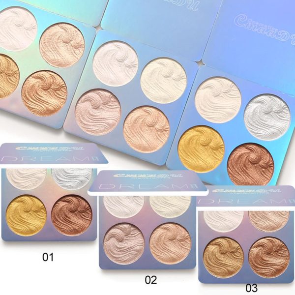 1732483694 Graflsoa 4 in 1 Shimmer Highlighter Powder Palette Illuminator Powder Palette Highlighter Baked Waterproof Long Lasting Brilliant Lighten Skin Color Face Contour Powder