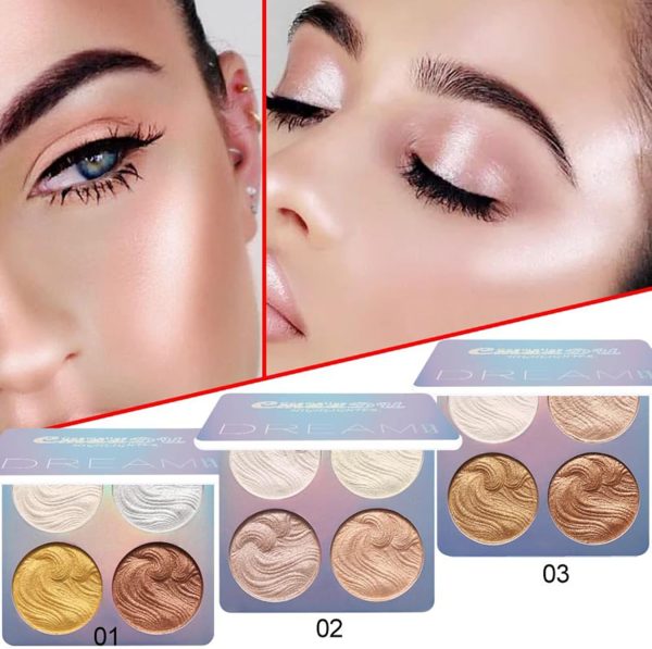 1732483696 Graflsoa 4 in 1 Shimmer Highlighter Powder Palette Illuminator Powder Palette Highlighter Baked Waterproof Long Lasting Brilliant Lighten Skin Color Face Contour Powder