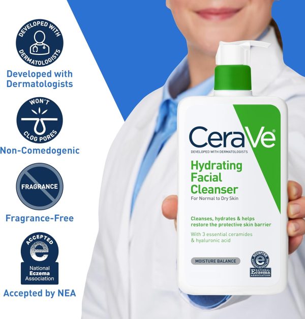 1732618156 CeraVe Hydrating Facial Cleanser Moisturizing Non Foaming Face Wash with Hyaluronic Acid Ceramides and Glycerin Fragrance Free Paraben Free 16 Fluid Ounce