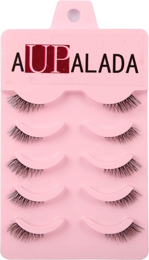 1732708682 aupalada False Eyelashes Natural Half Lashes Short Wispy Clear Band 12 Lashes Pack Cat Eye 3D Faux Mink 34 Eye Lashes Multipack Lash Clusters Half Lash