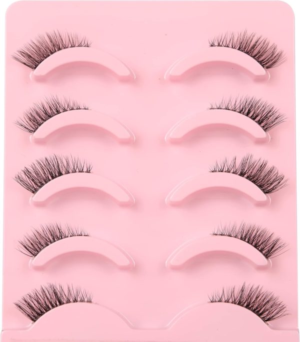 1732708683 aupalada False Eyelashes Natural Half Lashes Short Wispy Clear Band 12 Lashes Pack Cat Eye 3D Faux Mink 34 Eye Lashes Multipack Lash Clusters Half Lash