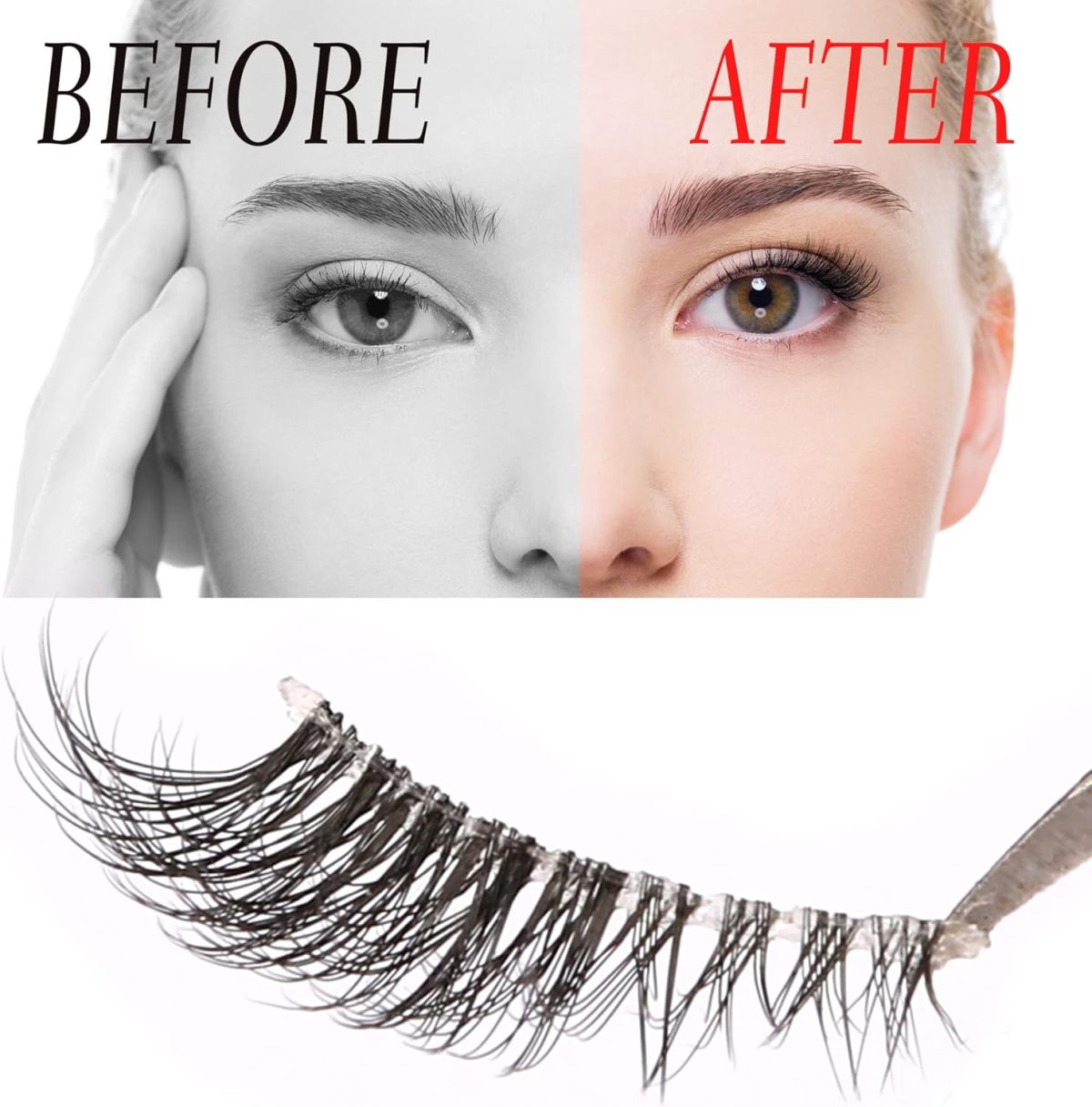 1732708685 aupalada False Eyelashes Natural Half Lashes Short Wispy Clear Band 12 Lashes Pack Cat Eye 3D Faux Mink 34 Eye Lashes Multipack Lash Clusters Half Lash