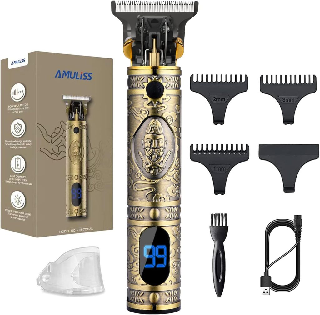 AMULISS Professional Mens Hair Clippers Zero Gapped Cordless Hair Trimmer