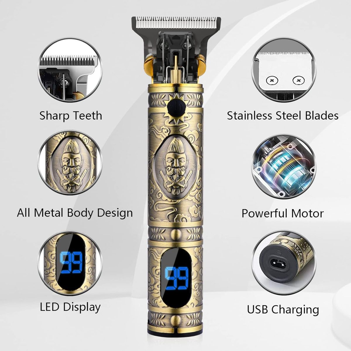 AMULISS Professional Mens Hair Clippers Zero Gapped Cordless Hair Trimmer Professional Haircut Grooming Kit for Men Rechargeable LED Display