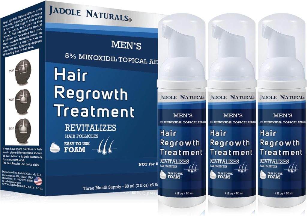 Jadole Naturals Mens 5 Minoxidil Foam 3 x 60ml