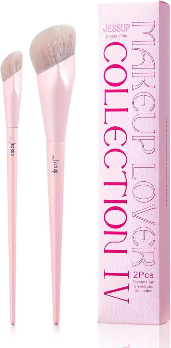 Jessup Foundation Brush and Concealer Brush Pink Makeup Brushes Set