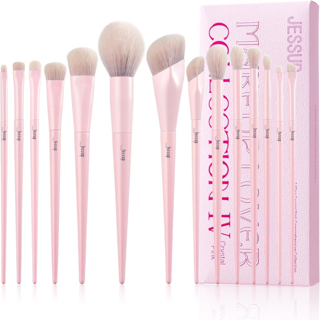 Jessup Pink Makeup Brushes Set 14Pcs Make up Brushes Premium