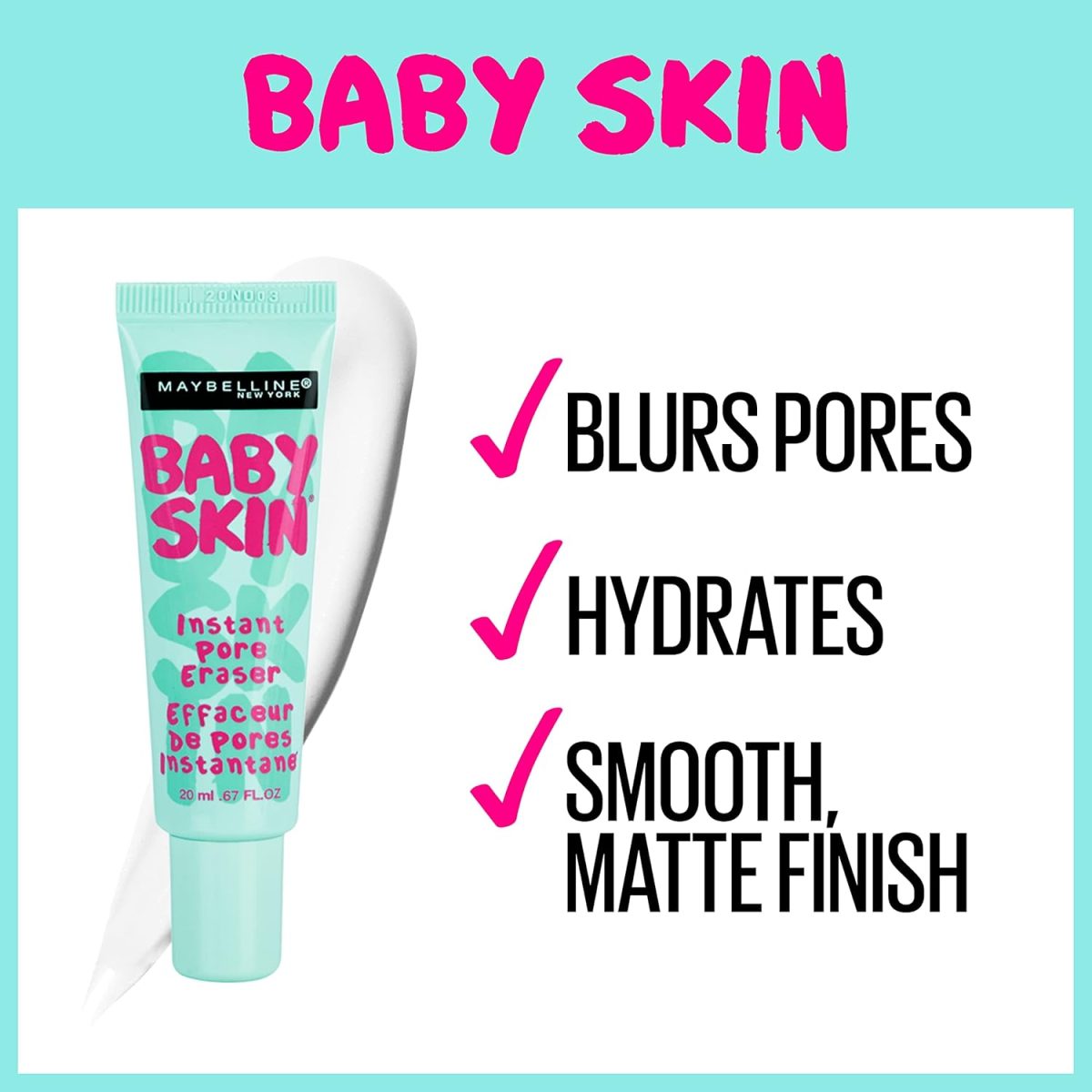 Maybelline New York Foundation Primer Instant Pore Eraser Foundation Smooth Matte Finish Blurs Pores Baby Skin