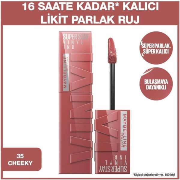 Maybelline New York Super Stay Vinyl Ink Longwear Transfer Proof Liquid Matte Lipstick 35 CHEEKY