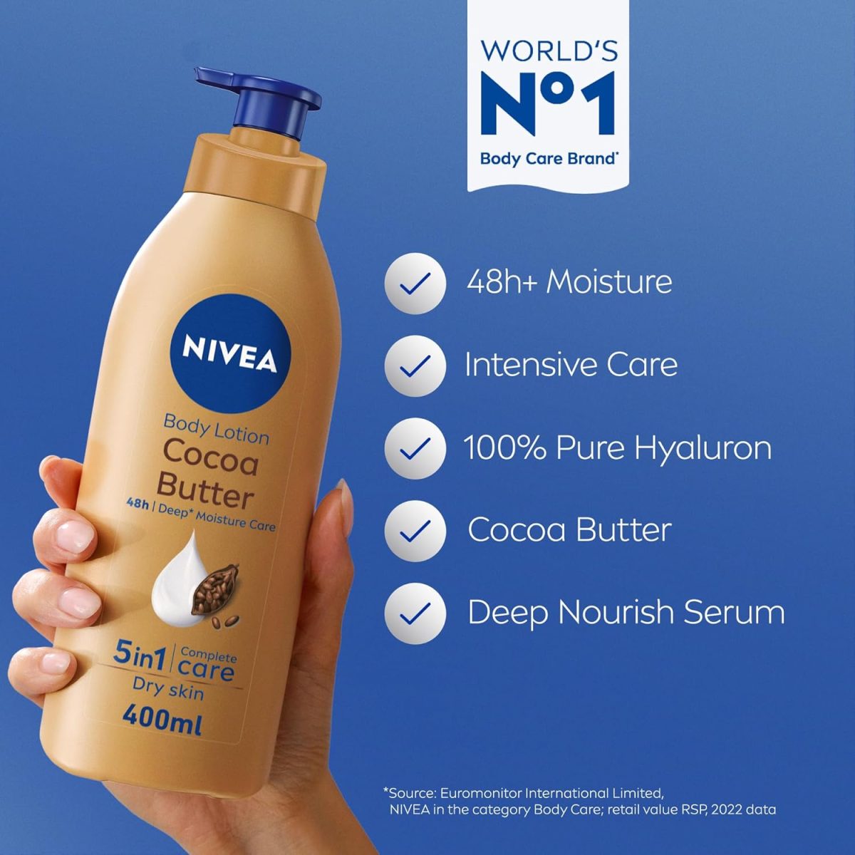 NIVEA Body Lotion Moisturizing Dry Skin Cocoa Butter Vitamin E