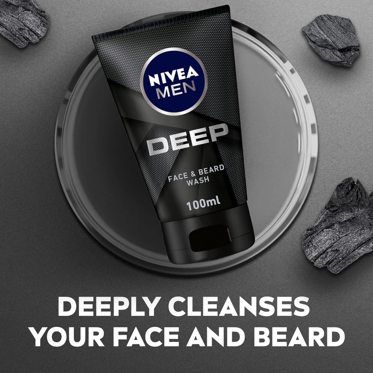 NIVEA MEN Face Beard Wash Cleanser DEEP Active Charcoal 100ml