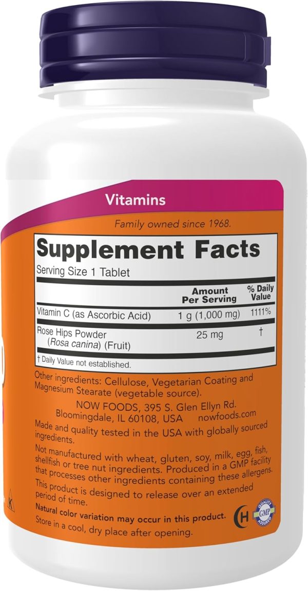 NOW Foods Vitamin C 1000 Sustained Release With Rose Hip 100 Tablets