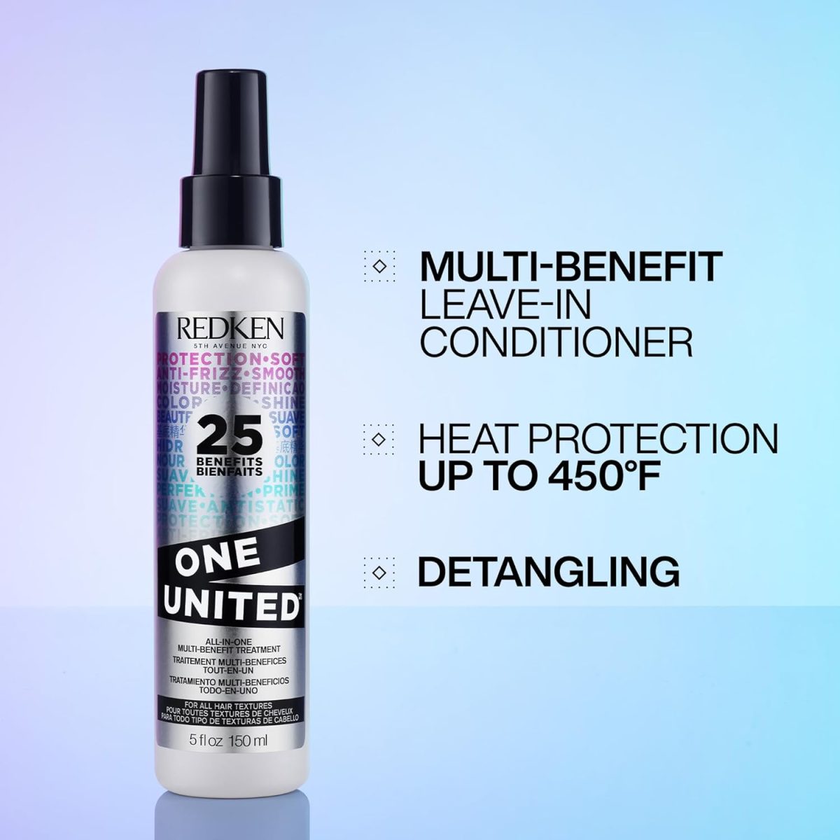 Redken One United Multi Benefit Treatment Spray Leave In Conditioner and Heat Protectant 5 Ounce