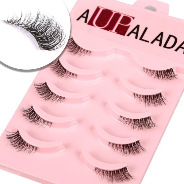 aupalada False Eyelashes Natural Half Lashes Short Wispy Clear Band 12 Lashes Pack Cat Eye 3D Faux Mink 34 Eye Lashes Multipack Lash Clusters Half Lash