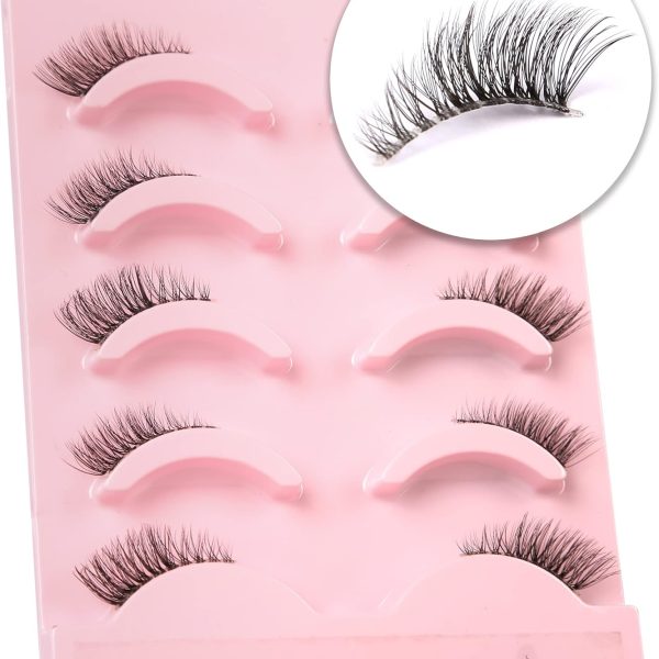 aupalada False Eyelashes Natural Half Lashes Short Wispy Clear Band