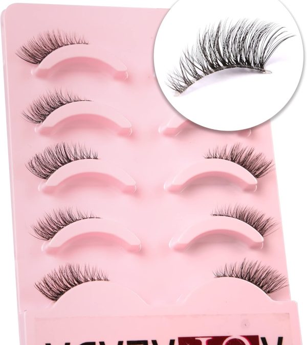 aupalada False Eyelashes Natural Half Lashes Short Wispy Clear Band