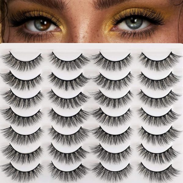 1733423856 Newcally Lashes False Eyelashes Cat Eyes Wispy Natural Faux Mink Lashes 14 Pairs Pack Light Volume Short Fake Eye Lashes Multipack