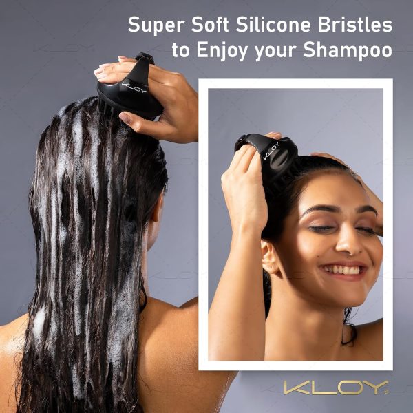 1733728502 Kloy Hair Scalp Massager Shampoo Brush With Soft Silicone Bristles Black