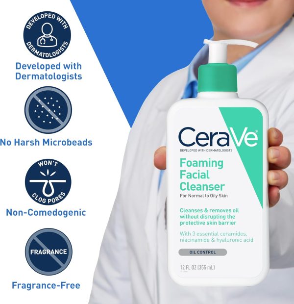 1733742253 CeraVe CeraVe Foaming Facial Cleanser Makeup Remover and Daily Face Wash for Oily Skin 473 Ml