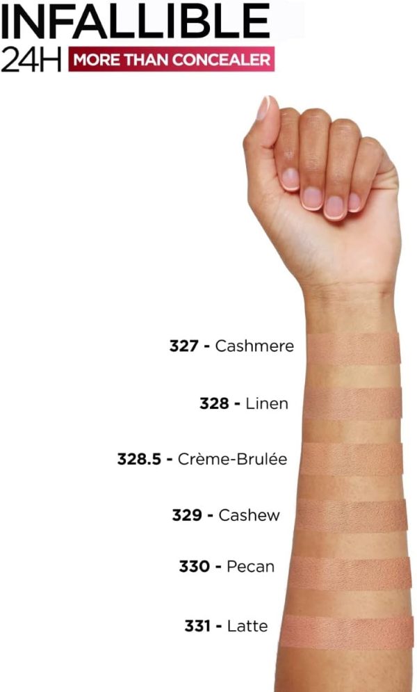 1733862032 LOreal Paris Concealer Full Coverage Longwear with a Matte Finish Infallible 24H More Than Concealer 327 Cashmere