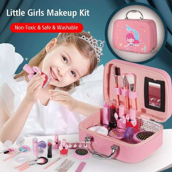 1733964628 Morelian 20pcsset Girls Makeup Kit Real Kids Make Up Set Cosmetics Play Set Washable Safe with Carry Case for Little Girls Party Game Birthday Gift