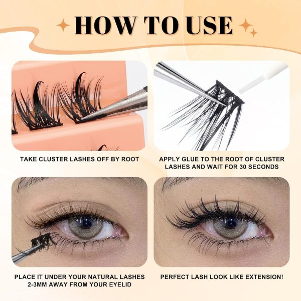 1733965531 BBAUER Cluster Lashes 110 Pcs Lash Clusters Wispy D Curl Eyelash Extensions 10 16mm Eyelash Cluster DIY Lash Extensions at Home Individual Natural Eye Lashes Anime Natural