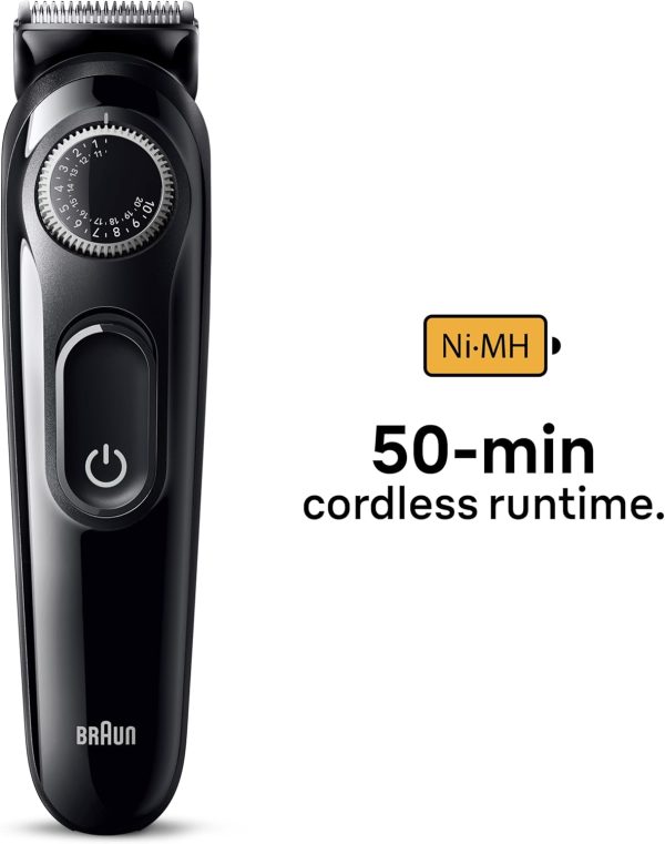 1733980859 Braun Beard Trimmer Series 3 3410 Electric Beard Trimmer For Men Incl. Ultra Sharp Blade 40 Length Settings Styling Tools Rechargeable 50 min Cordless Runtime Washable