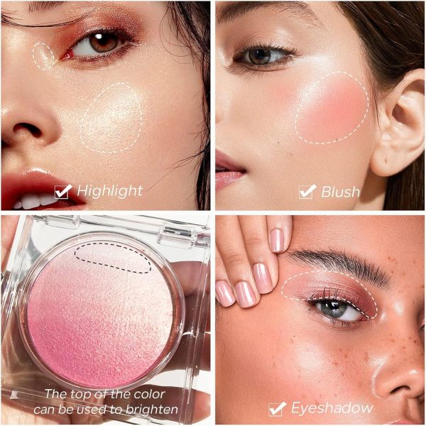 1733990924 NALACAL Radiant Pink Blush Powder – Baked Face Highlighter for a Natural Glowing Finish Lightweight and Buildable Formula that Blends Effortlessly for a Flawless Look