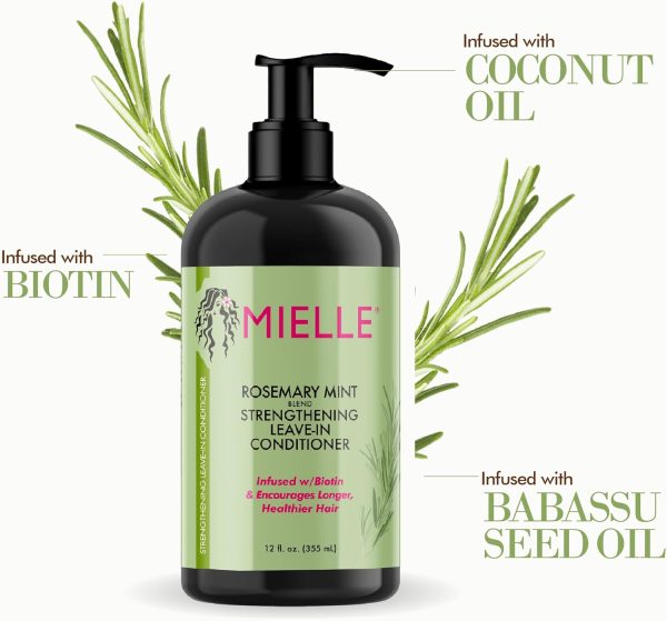 1734176638 Mielle Organics Rosemary Mint Strengthening Leave In Conditioner Supports Hair Strength Smooth Conditioner for Dry and Crinkled Hair Weightless Hair Treatment