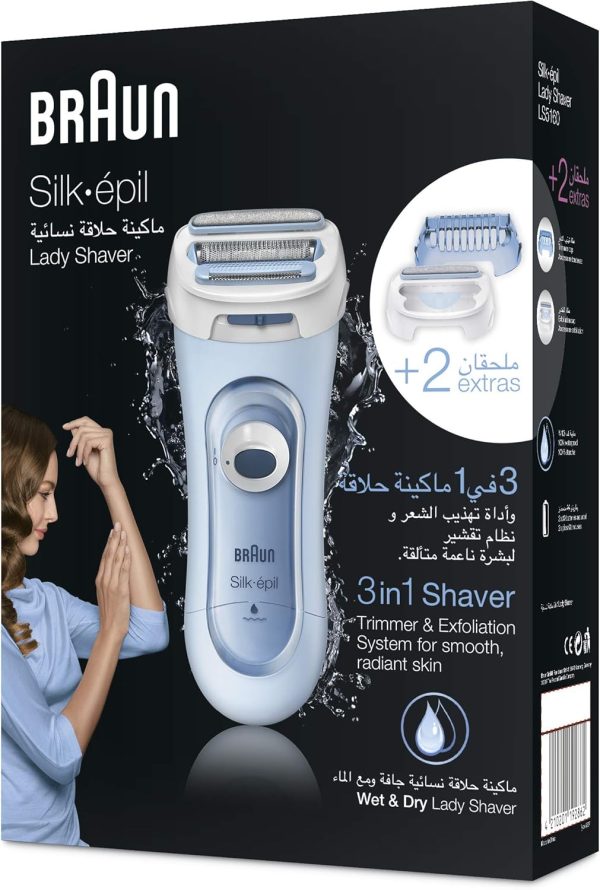 1734178361 Braun Silk epil Cordless Wet Dry Electric Lady Shaver 5 160 3 in 1 Shaver Trimmer Exfoliation System with 2 extras