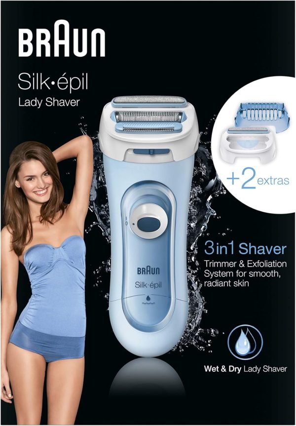 1734178363 Braun Silk epil Cordless Wet Dry Electric Lady Shaver 5 160 3 in 1 Shaver Trimmer Exfoliation System with 2 extras