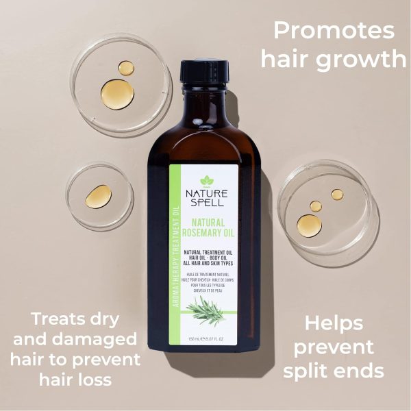 1734185299 Nature Spell Rosemary Oil for Hair Skin 150 ml – Rosemary Oil for Hair Growth – Treat Dry Damaged Hair to Target Hair Loss – Made in The UK