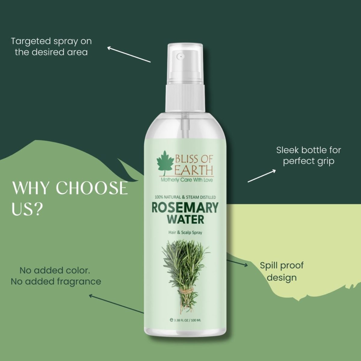 1734189127 Bliss of Earth Rosemary Water Spray For Hair Growth 100ml 100 Natural Steam Distilled Rosemary Water For Hair Skin Helps Reduce Hair fall Strengthens Hair