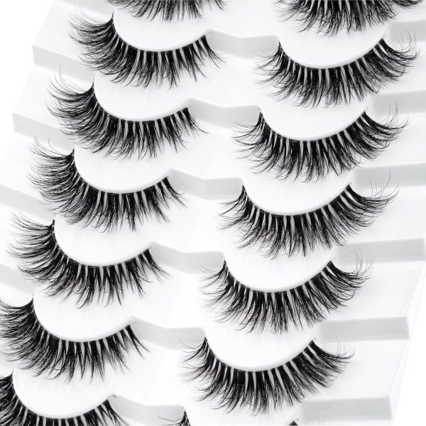 1734189866 3D Clear Band False EyeLashes Soft Faux Mink Lashes Wispy Fluffy Eyelashes Natural Cat Eye Short Reusable 7 Pairs Happy Heartbeat No.219