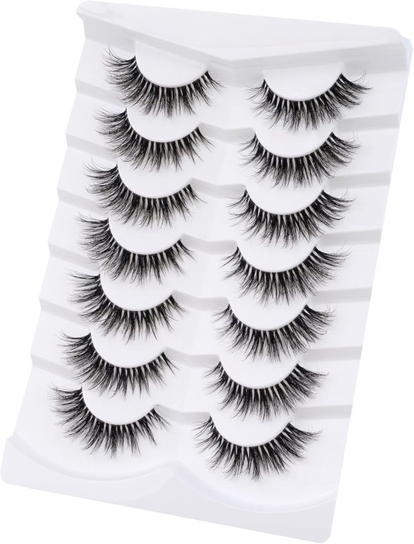 1734189867 3D Clear Band False EyeLashes Soft Faux Mink Lashes Wispy Fluffy Eyelashes Natural Cat Eye Short Reusable 7 Pairs Happy Heartbeat No.219