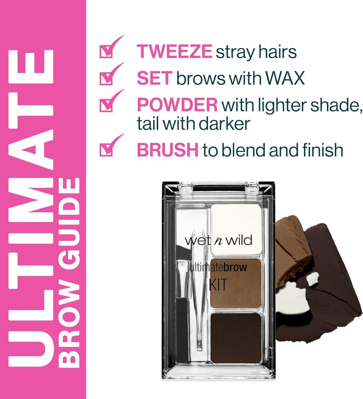 1734191495 Wet N Wild Ultimate Eyebrow Makeup 5 Piece Kit Dark Brown