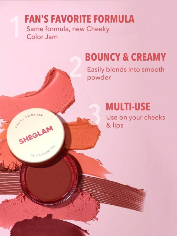 1734194229 SHEGLAM Cheeky Color Jam Afternoon Peach 6 Shades Multi Use Cream Blush Lip Cream Matte Highly Pigmented Natural Blush