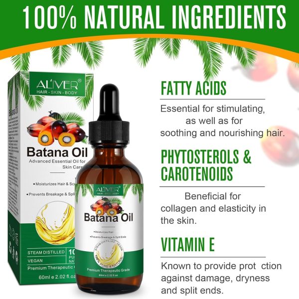 1734214662 ALIVER Batana Oil for Hair Growth Pure Organic Natural and Cold Pressed Hair Oil for Hydrating Repairing Dry Damaged Hair Skin Care Face