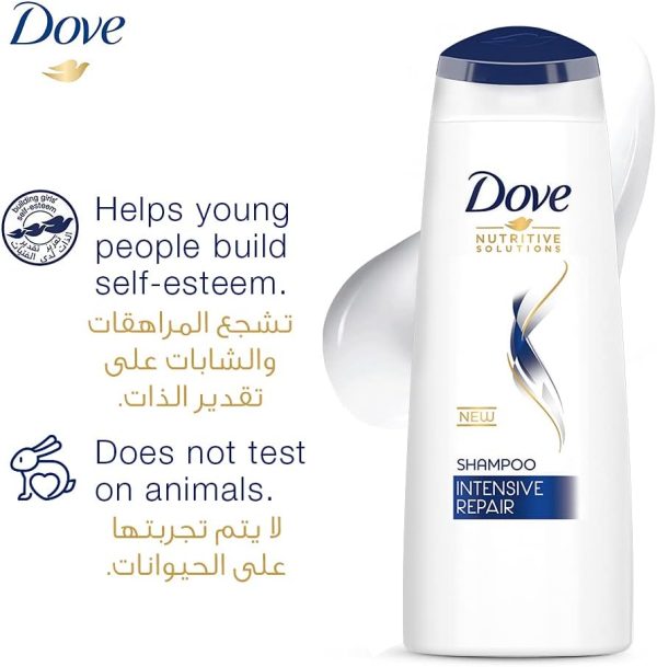 1734230131 Dove Shampoo for Damaged Hair Intensive Repair Nourishing Care for up to 100 percent Healthy Looking Hair 400ml Pack of 2