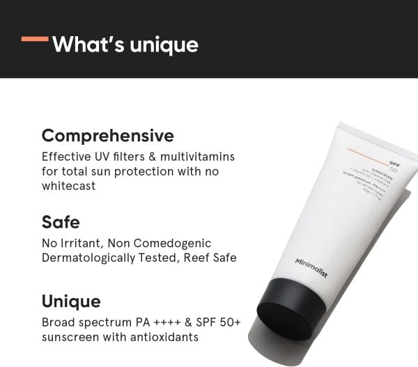 1734237872 Minimalist Multi Vitamin SPF 50 PA Sunscreen For Complete Sun Protection Oxybenzone OMC Free 50 gm