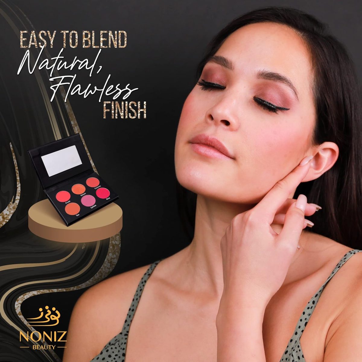 1734244514 NONIZ 6 Color Powder Blush Palette All In One Makeup Booster Blusher Contour Highlighter compact Easy To Blend Highly Pigmented Blush Palette