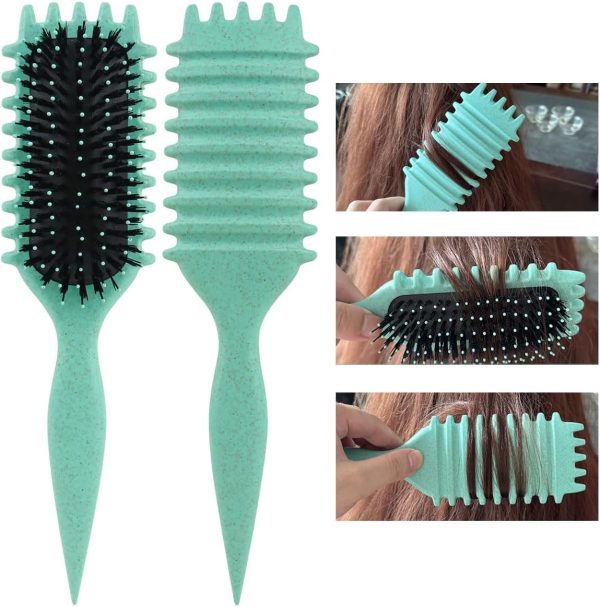 1734331795 ECVV® Bounce Curl Define Styling Brush Premium Curly Hair Brush Wet Dry Detangler Essential Tool for Shaping Perfecting Your CurlsColor GREEN