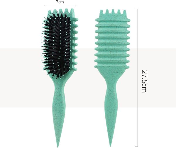 1734331796 ECVV® Bounce Curl Define Styling Brush Premium Curly Hair Brush Wet Dry Detangler Essential Tool for Shaping Perfecting Your CurlsColor GREEN